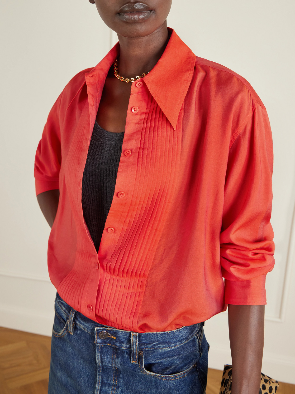Pintucked Voile Shirt