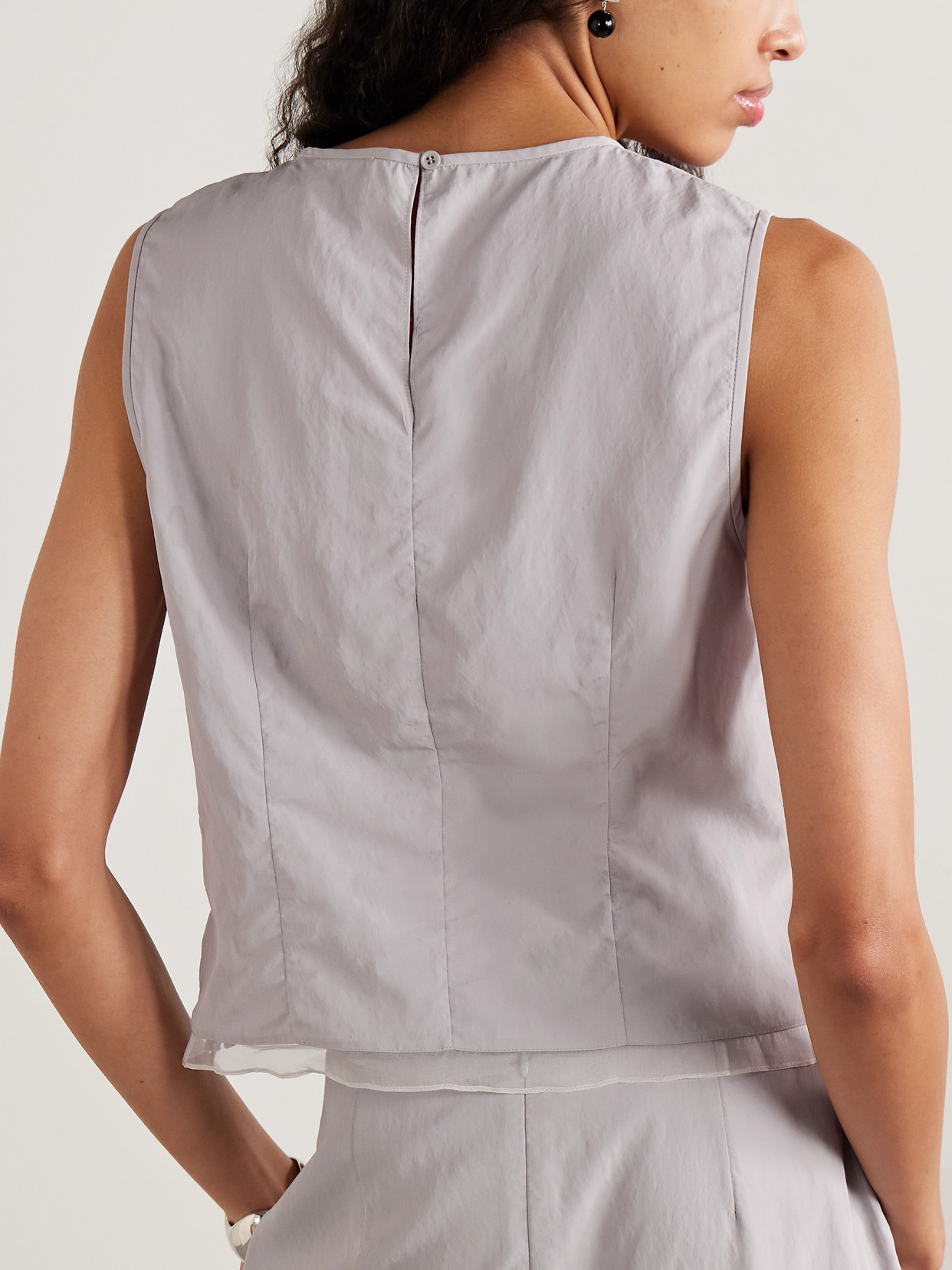 Cosette Silk Organza-Trimmed Shell Tank