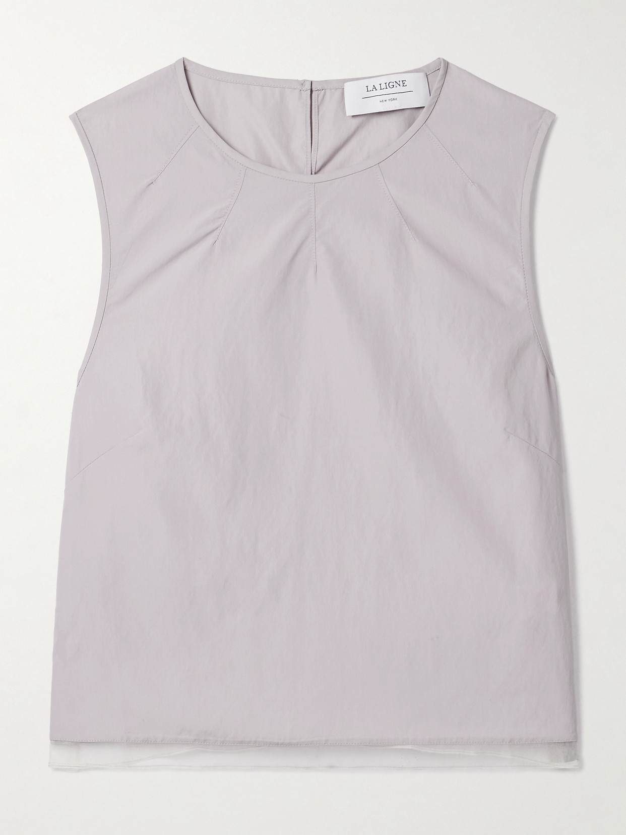 La Ligne Silk Organza-trimmed Shell Tank In Gray