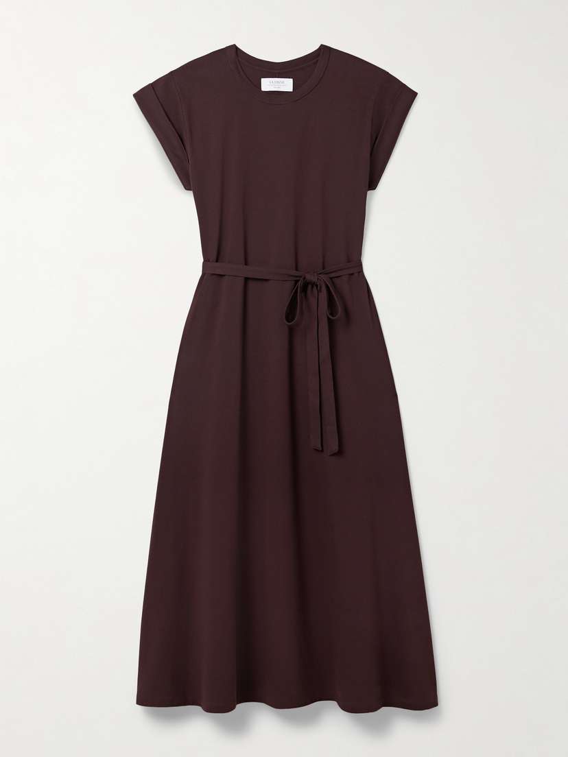 La Ligne Andie Belted Cotton-jersey Midi Dress