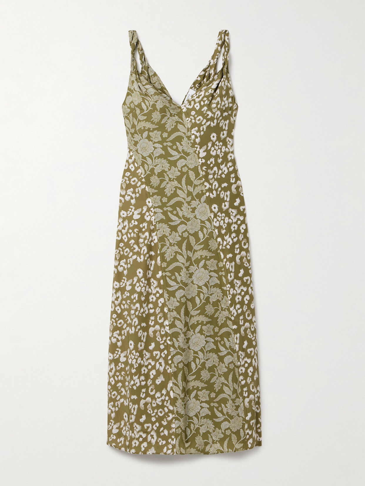 La Ligne Printed Silk-charmeuse Midi Dress In Multi