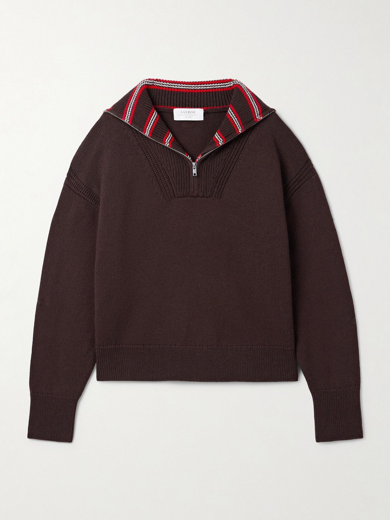 La Ligne Bastien Striped Merino Wool Sweater In Brown