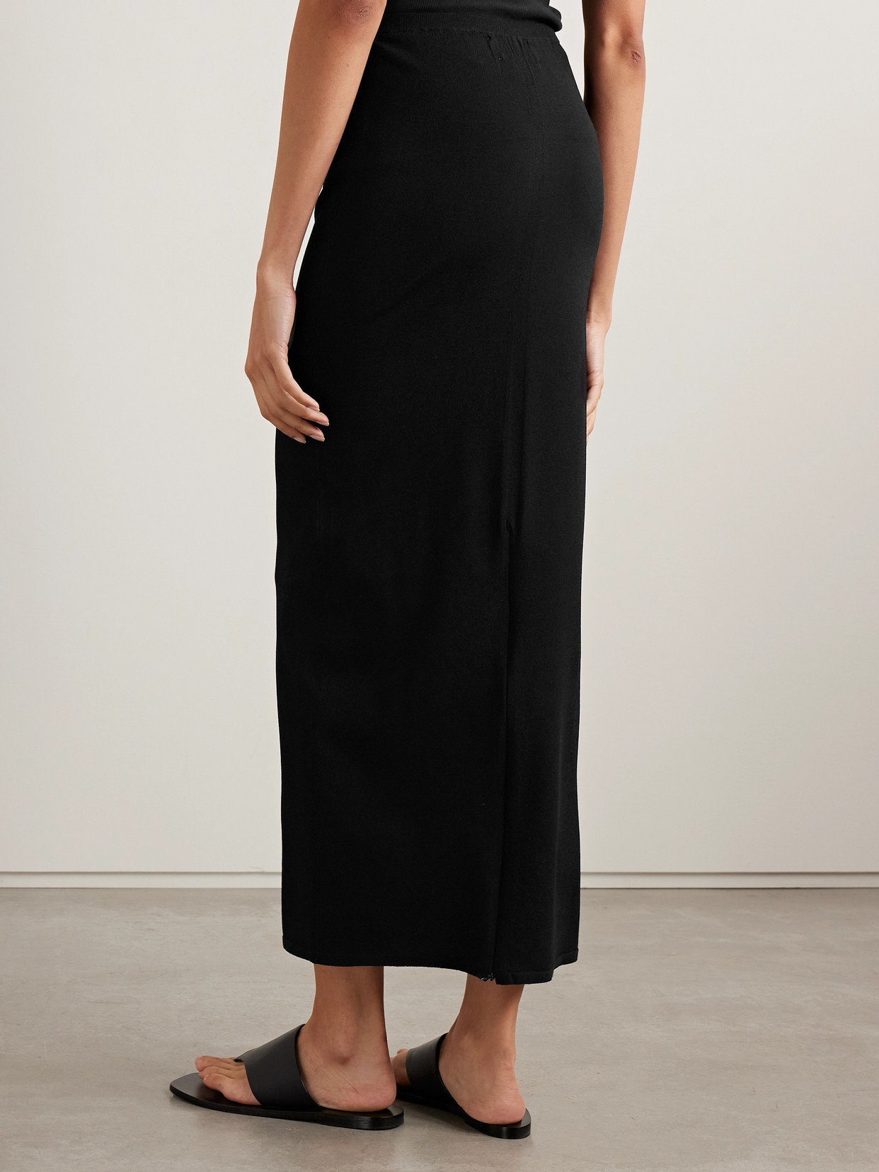La Ligne Knitted Midi Skirt In Black