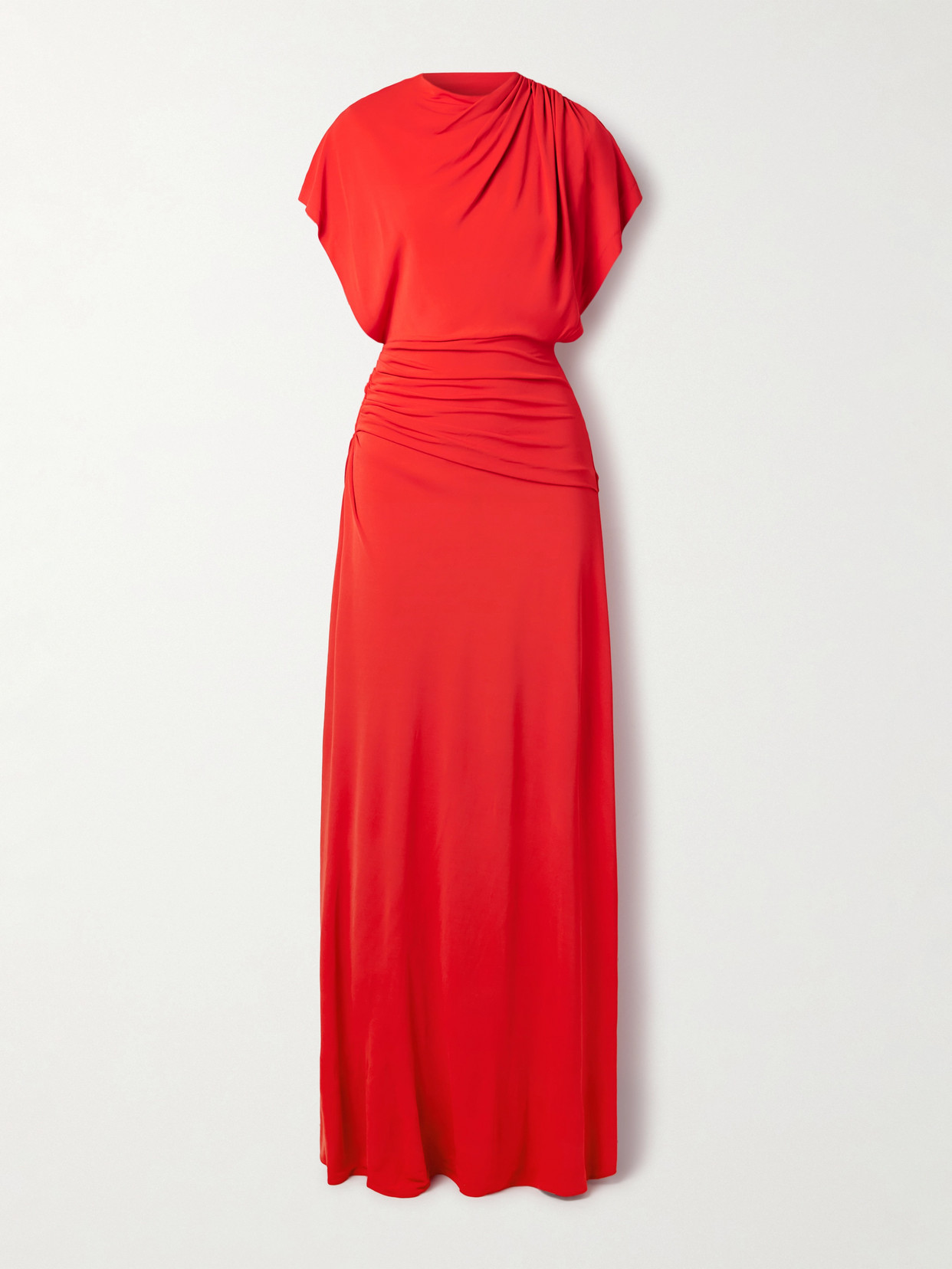 La Ligne Draped Gathered Jersey Maxi Dress In Red