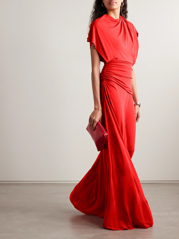 La Ligne Draped gathered jersey maxi dress