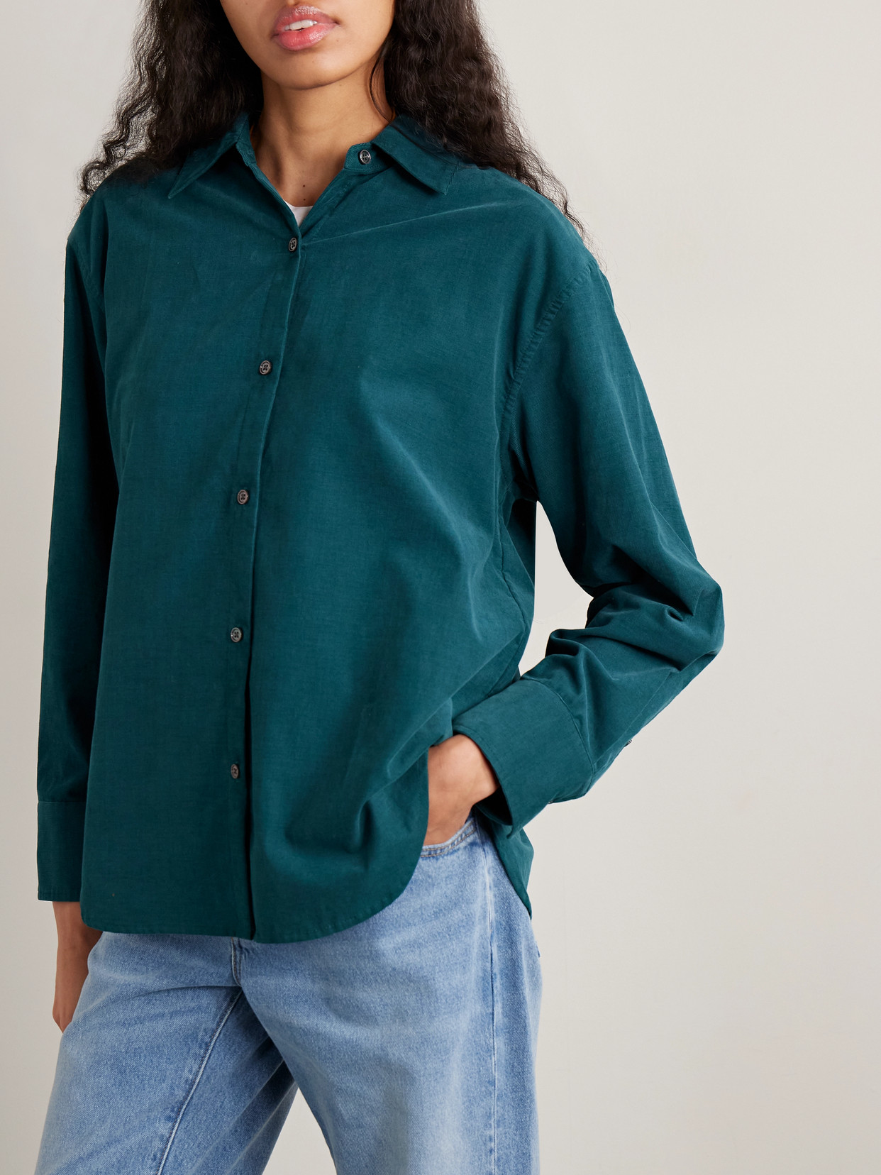 La Ligne Cotton-corduroy Shirt In Green