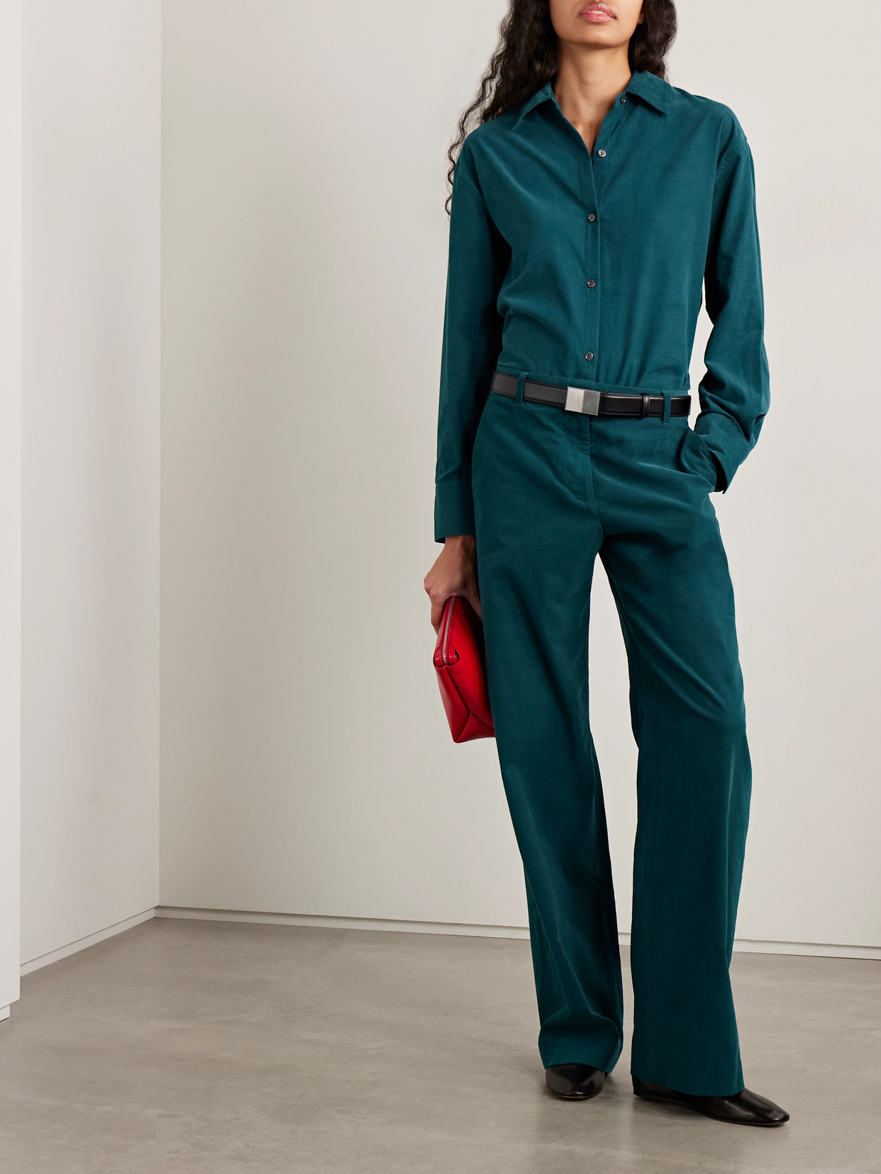 La Ligne Cotton-corduroy Shirt In Green