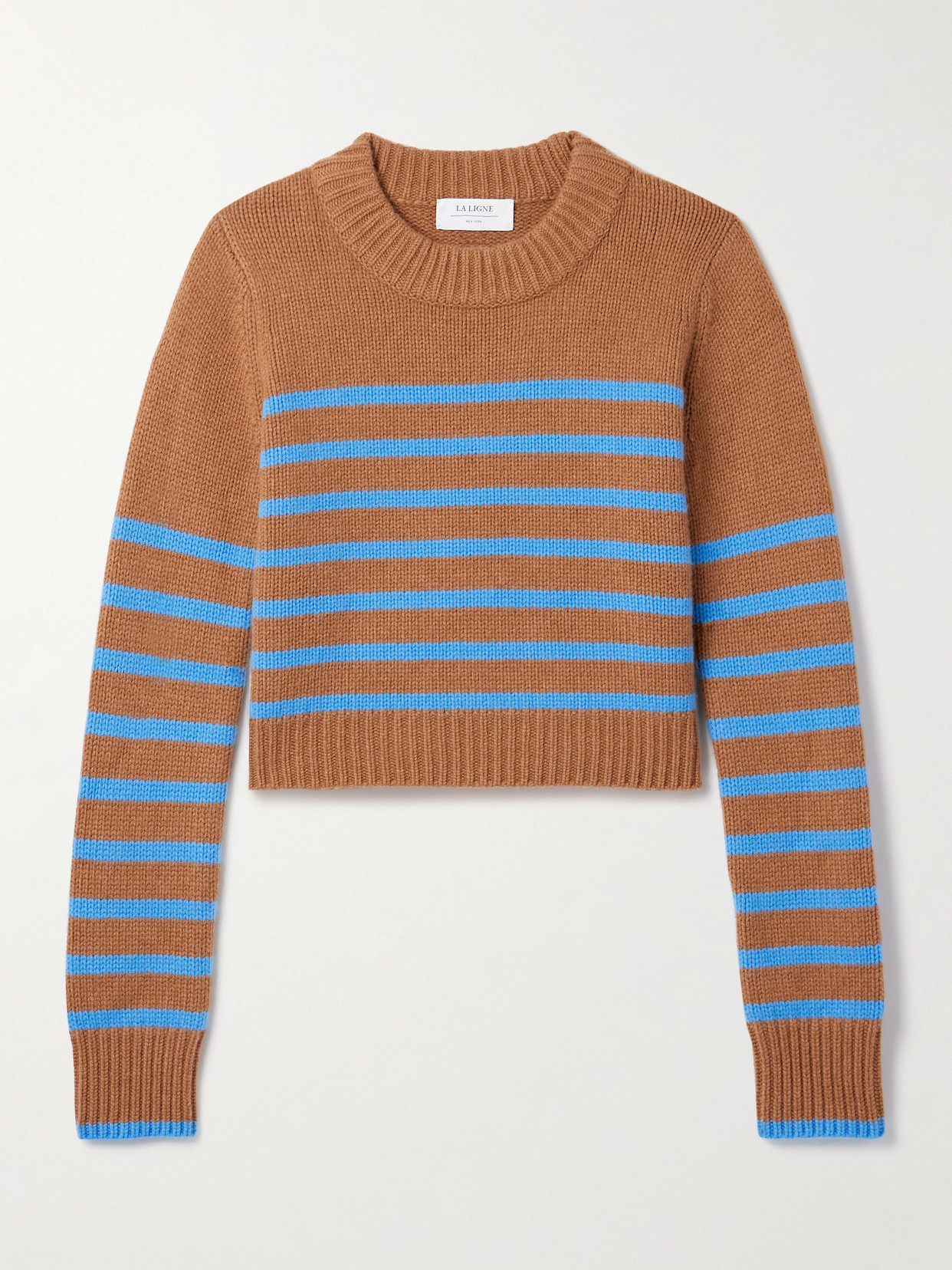 La Ligne Mini Marin Striped Wool And Cashmere-blend Sweater In Brown