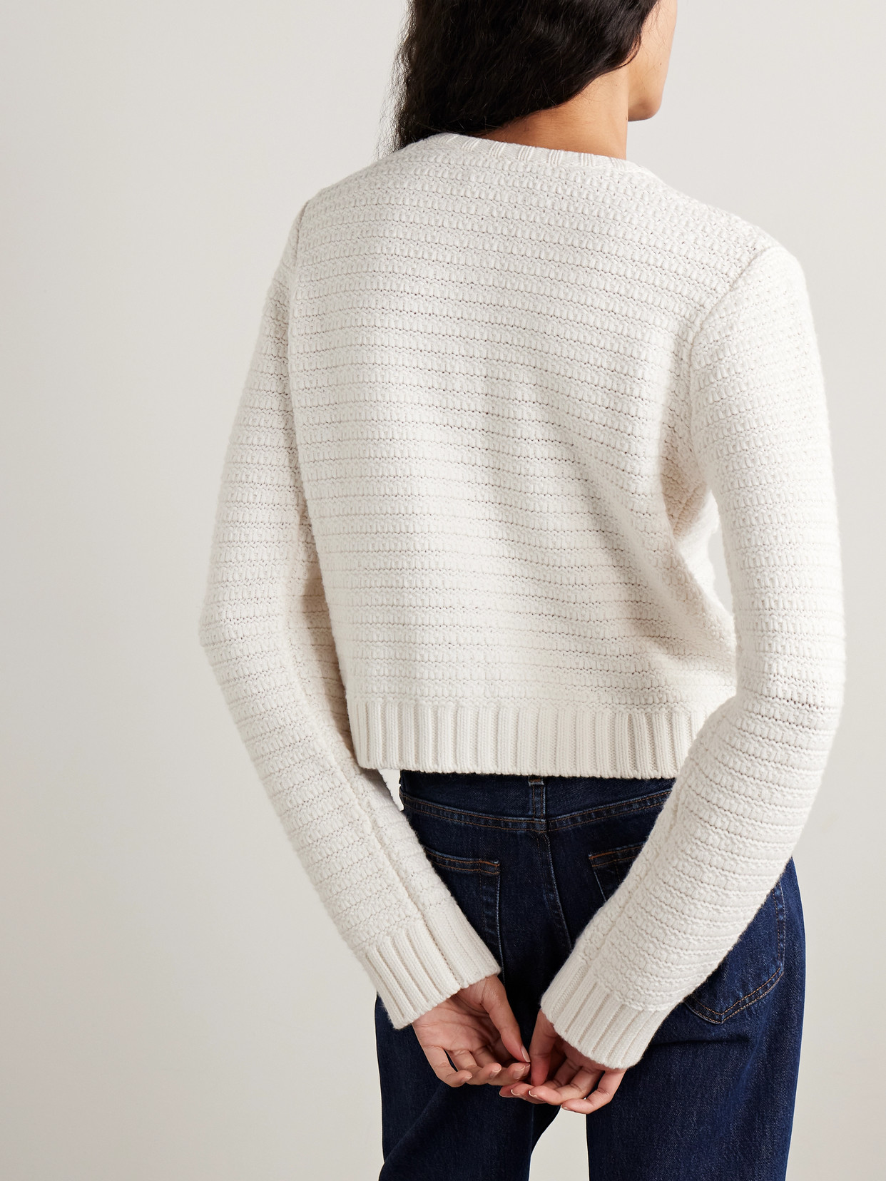 La Ligne Tweed Stitch Cardigan Ivory In White
