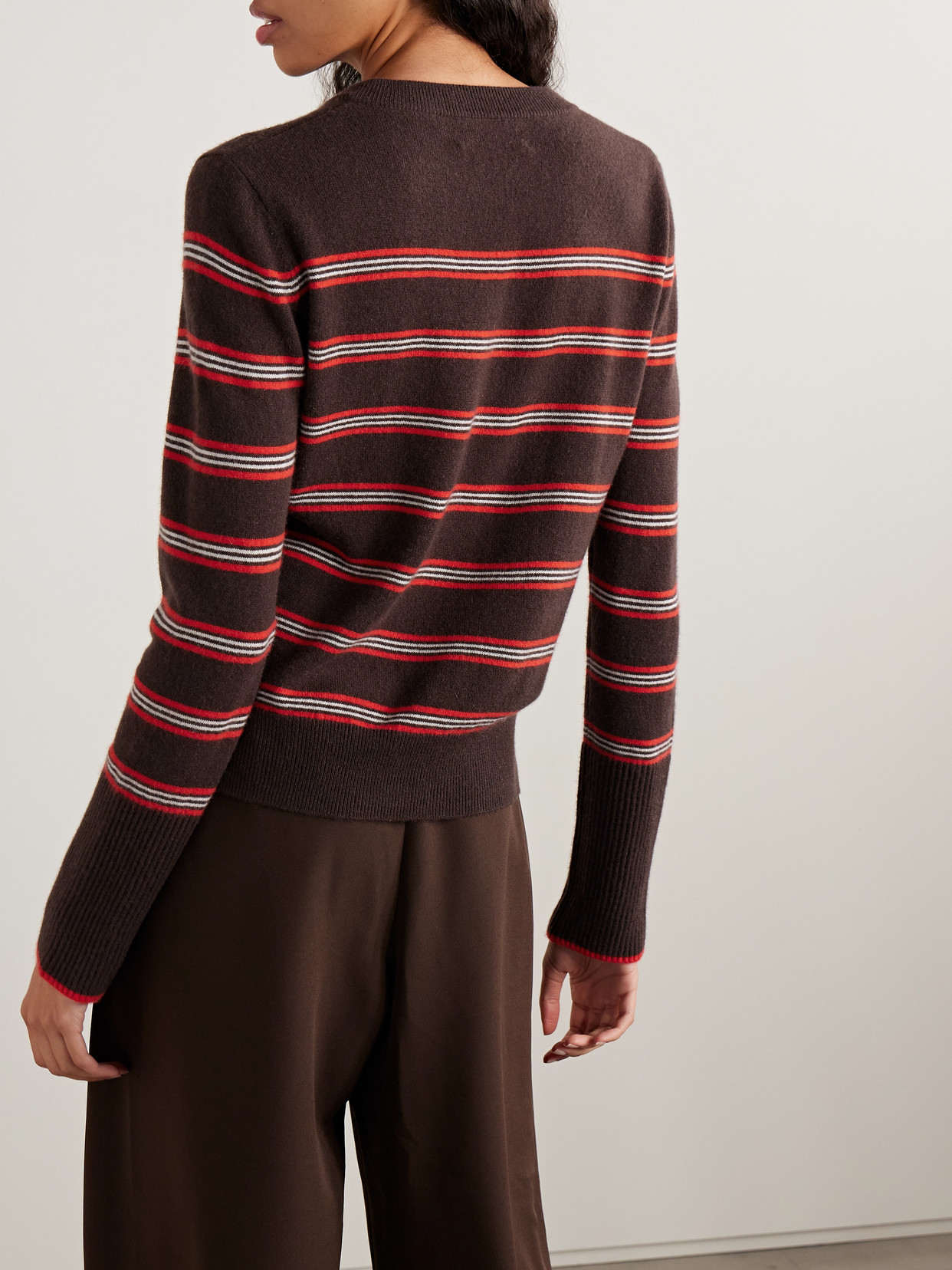 La Ligne Lean Lines Striped Cashmere Sweater In Brown