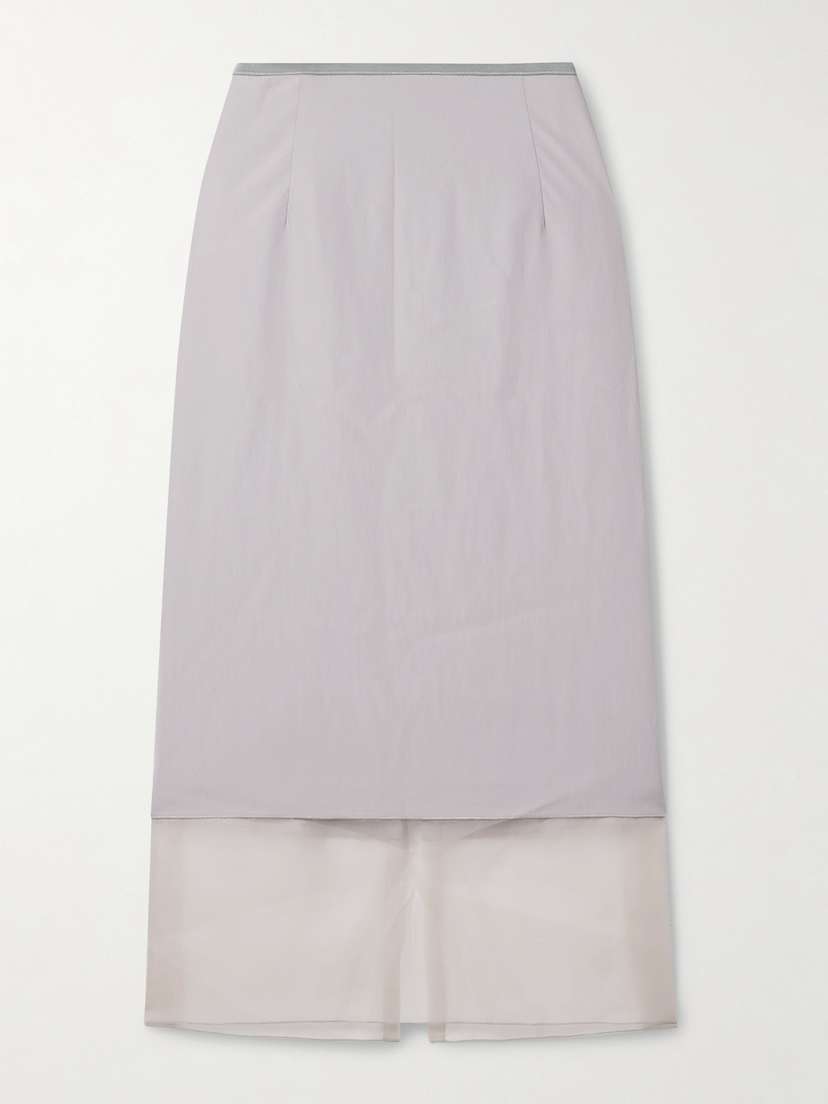 La Ligne Cosette Organza-trimmed Shell Midi Skirt