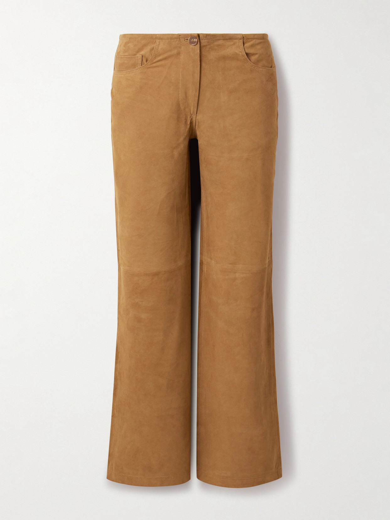 La Ligne Jenny Suede Wide-leg Pants In Brown