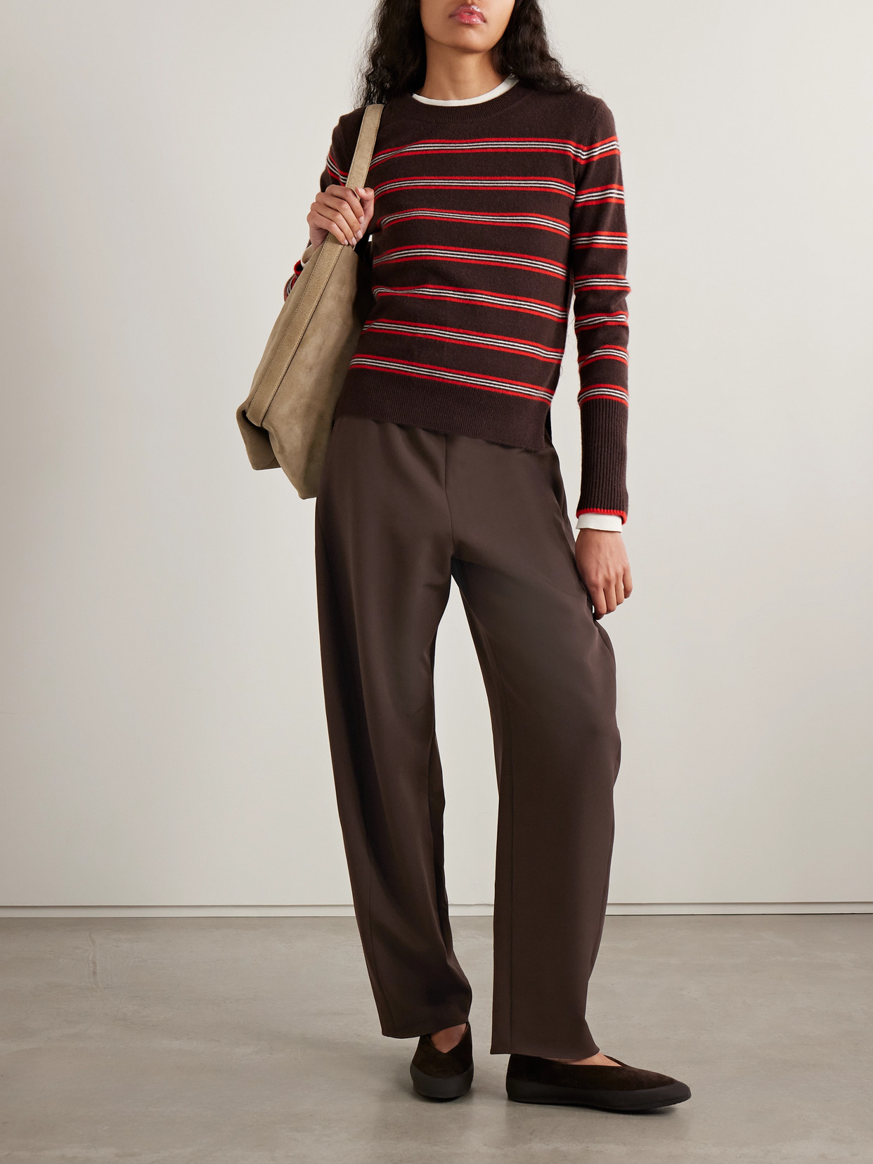 La Ligne Colby Recycled-crepe Barrel-leg Pants In Brown