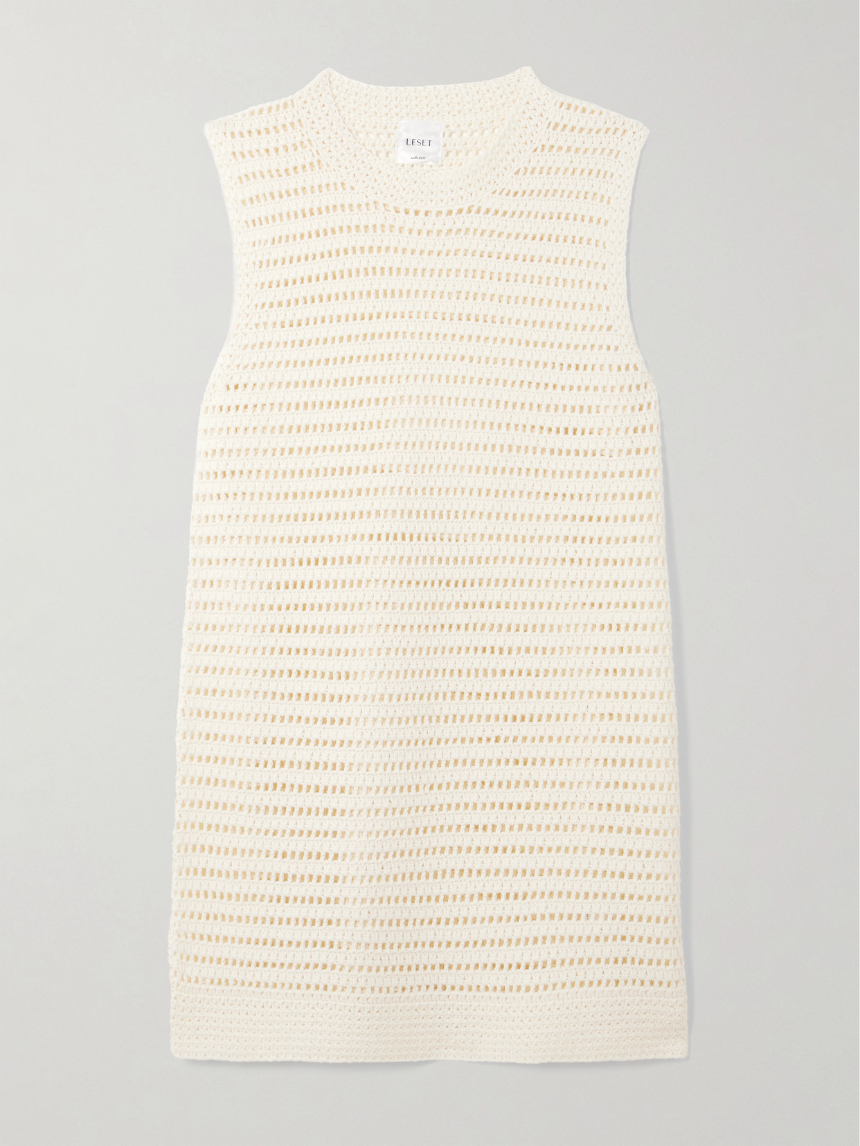 Leset Lucy Crocheted Cotton Mini Dress In Neutral