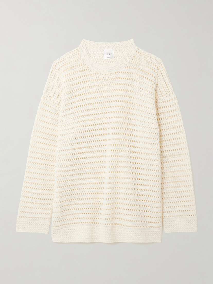 LESET Lucy Crocheted Cotton Sweater