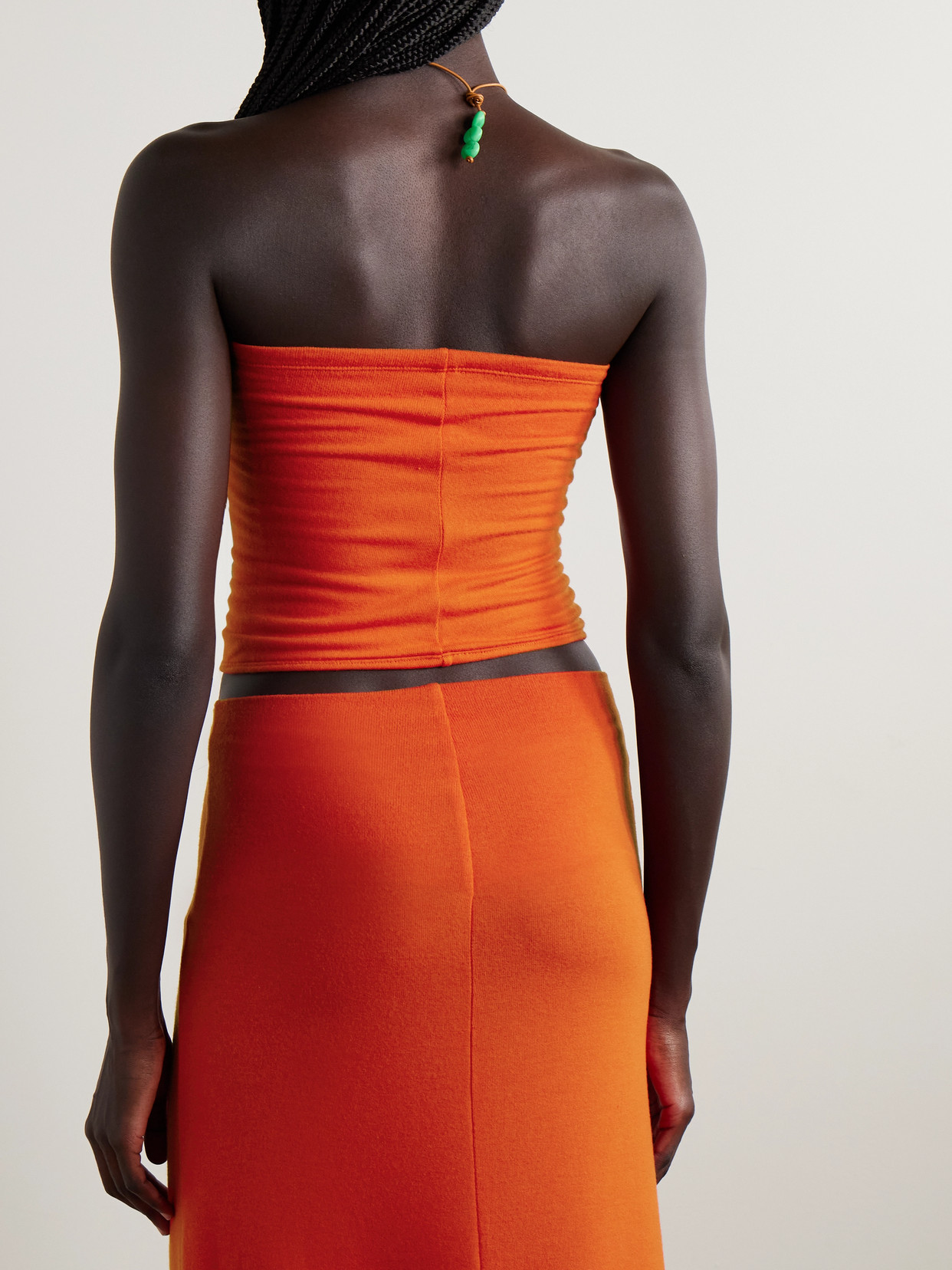 Leset Lauren Strapless Stretch-knit Top In Orange