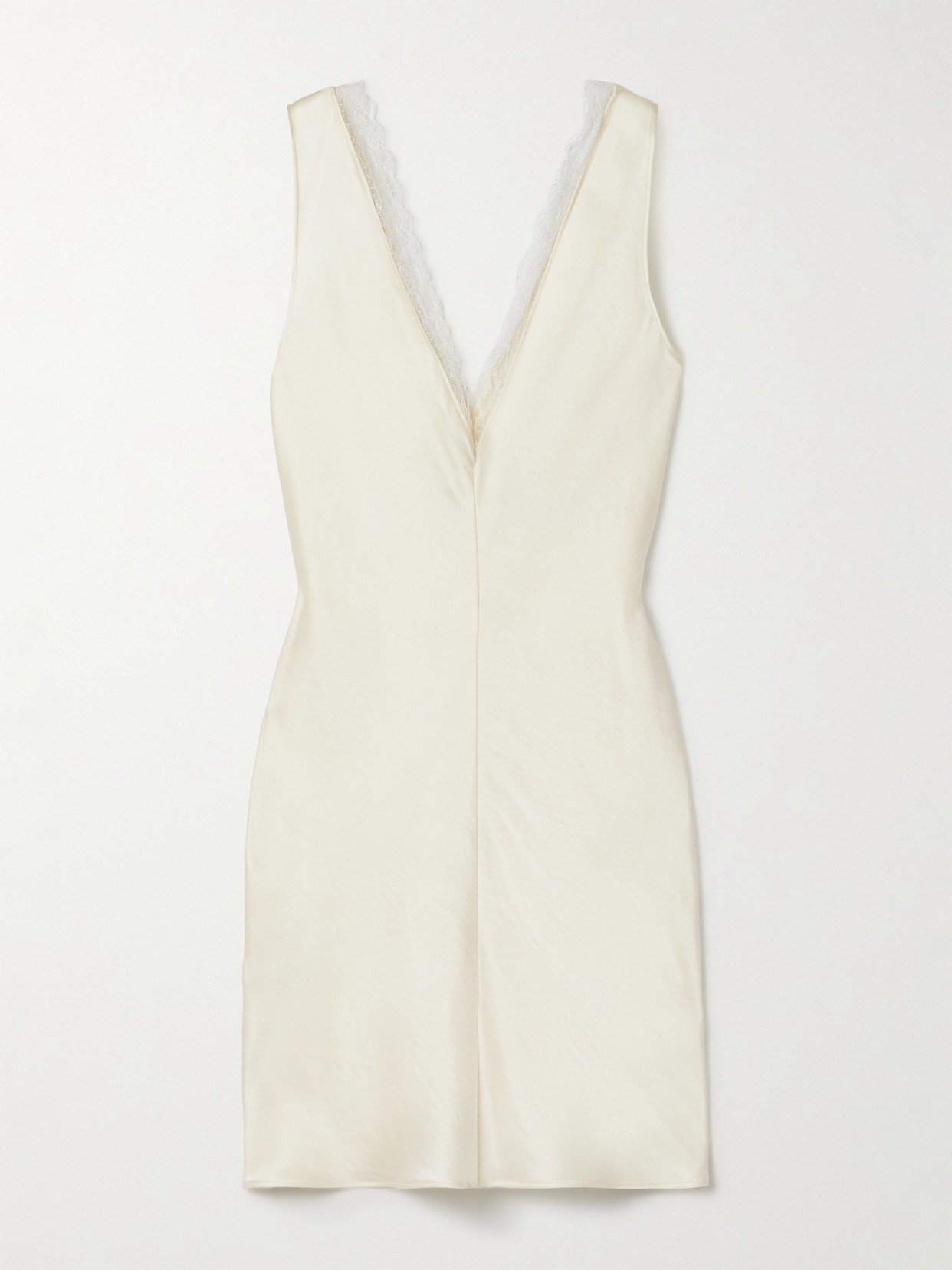 Leset Barb Lace-trimmed Hammered-satin Mini Dress In White