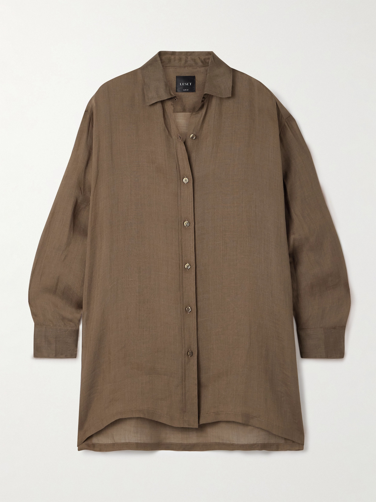 Leset Niko Oversized Ramie Shirt In Brown