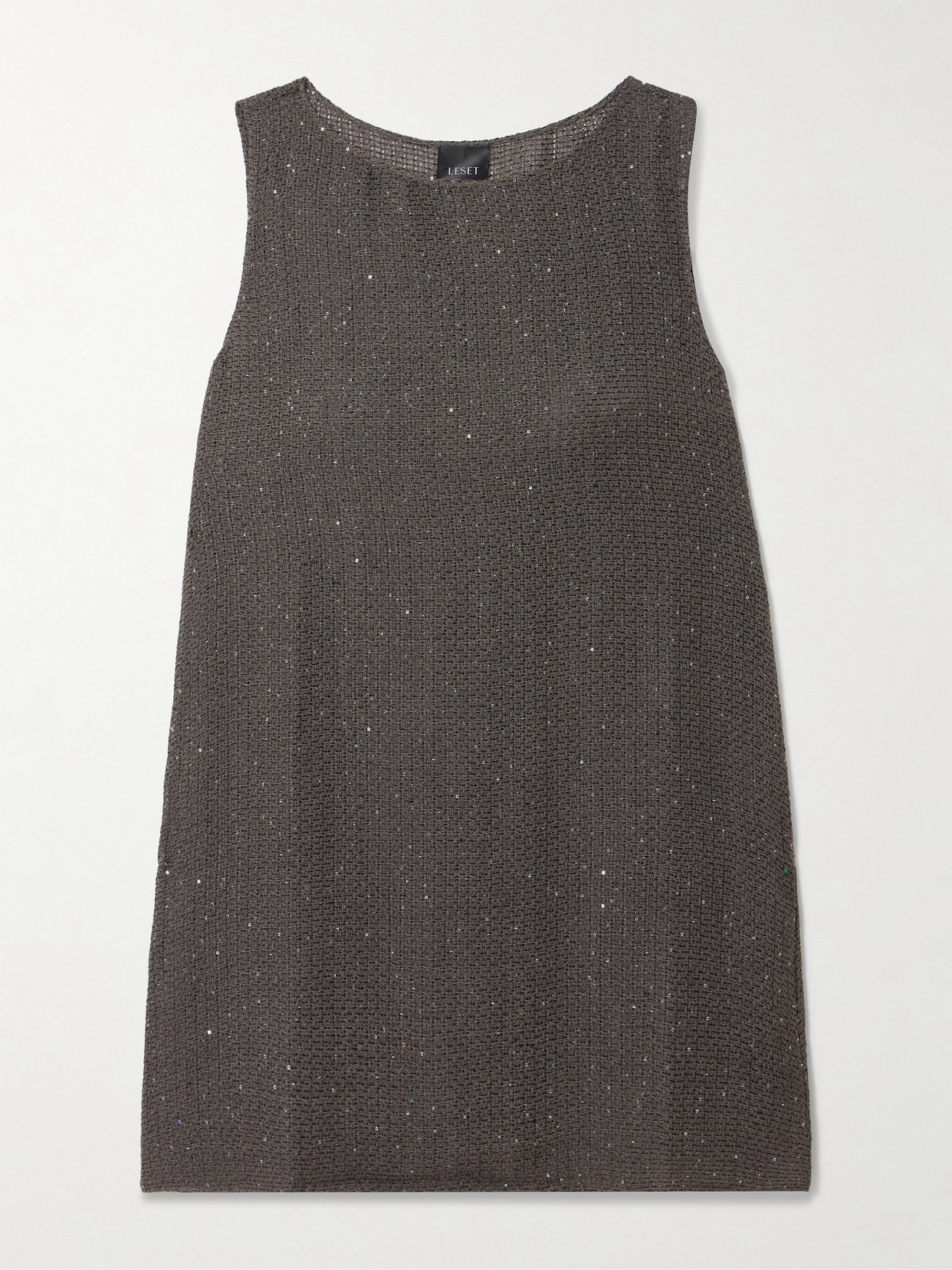 Leset Stella Sequined Linen-blend Mini Dress In Gray
