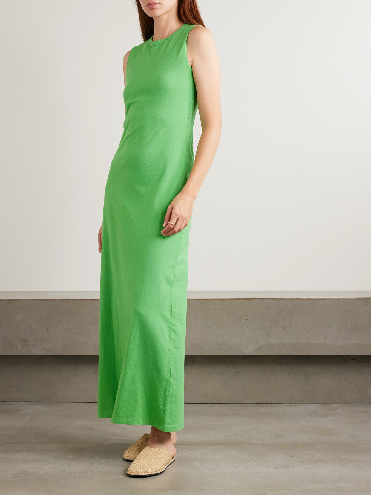 Leset Margo Sleeveless Maxi Dress Grass In Green