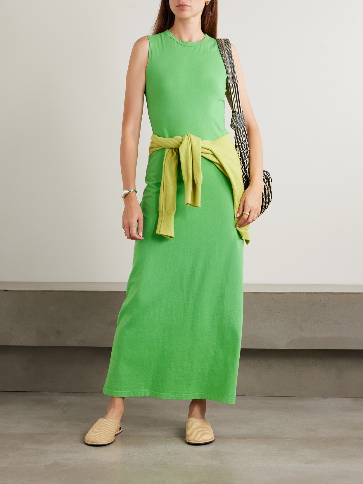 Leset Margo Sleeveless Maxi Dress Grass In Green