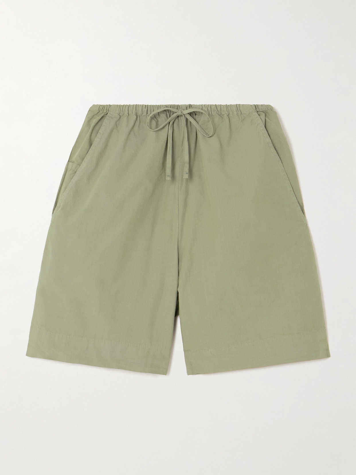 Leset Kyoto Cotton-poplin Shorts In Green