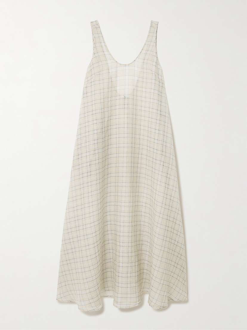 LESET Carmen Checked Cotton And Silk-blend Maxi Dress