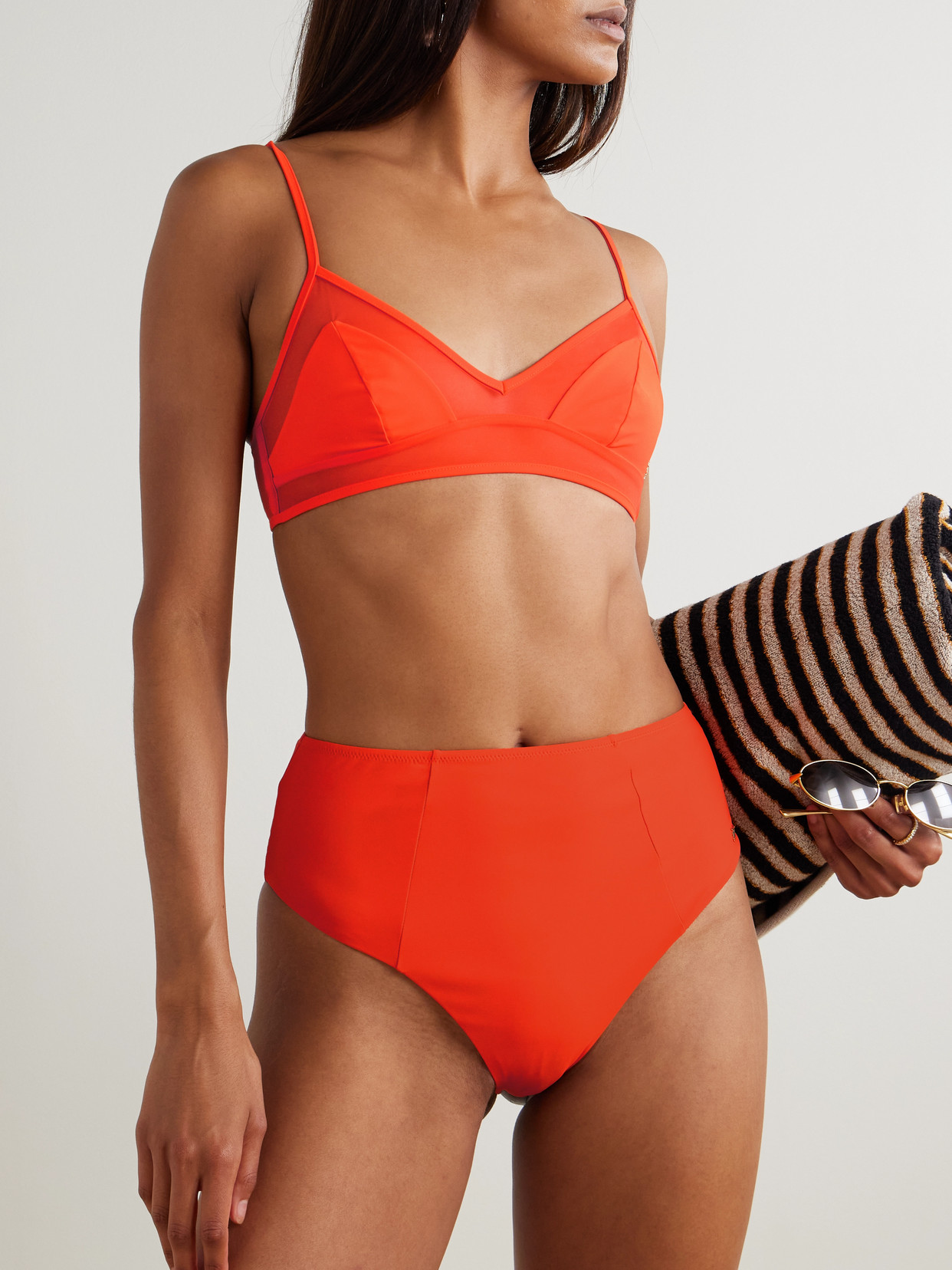 Kiki De Montparnasse Peep Show Mesh-paneled Triangle Bikini Top In Pink
