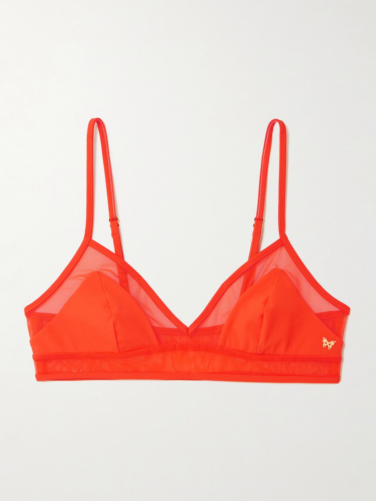Kiki De Montparnasse Peep Show Mesh-paneled Triangle Bikini Top In Pink