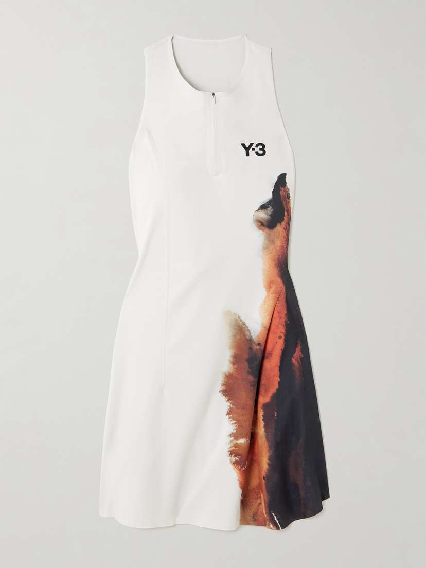 adidas Originals + Y-3 Cutout Appliquéd Printed Recycled Stretch-jersey Tennis Dress