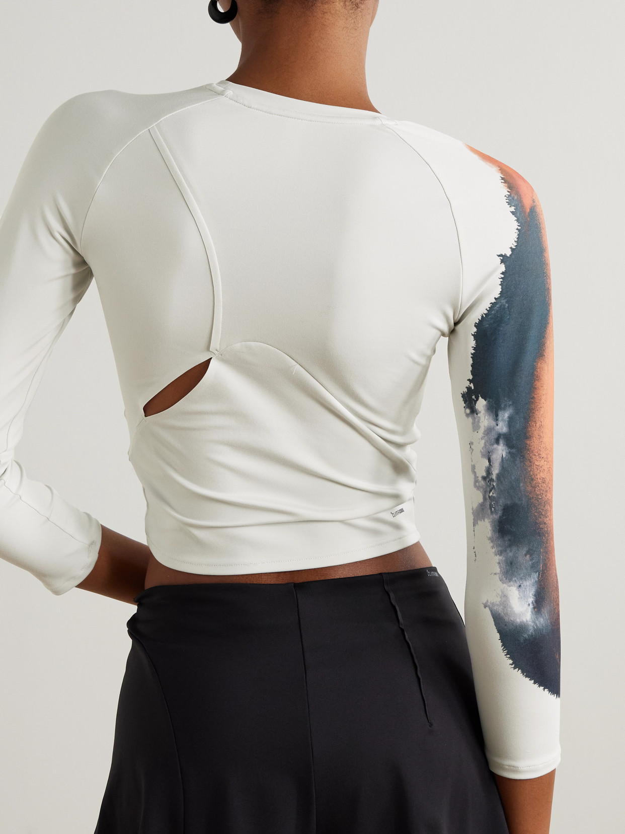 Adidas Originals + Y-3 Cropped Cutout Appliquéd Printed Recycled Stretch-jersey Tennis Top In White