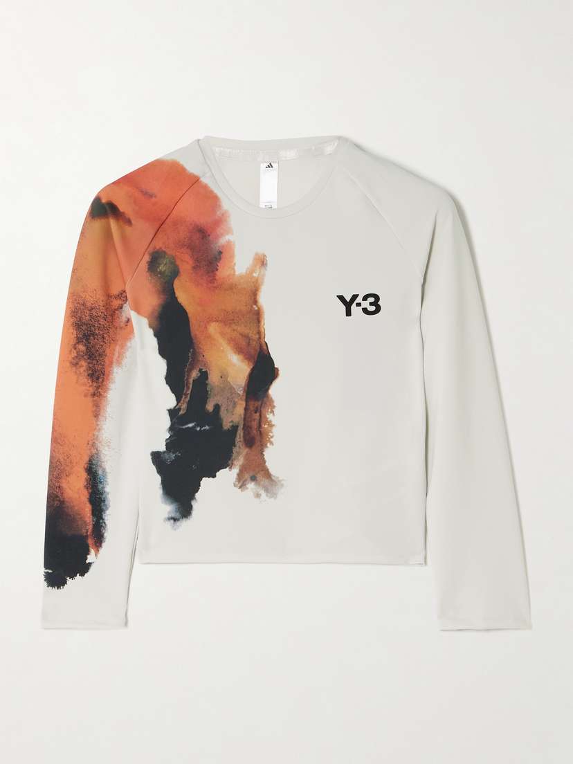 adidas Originals + Y-3 Cropped Cutout Appliquéd Printed Recycled Stretch-jersey Tennis Top