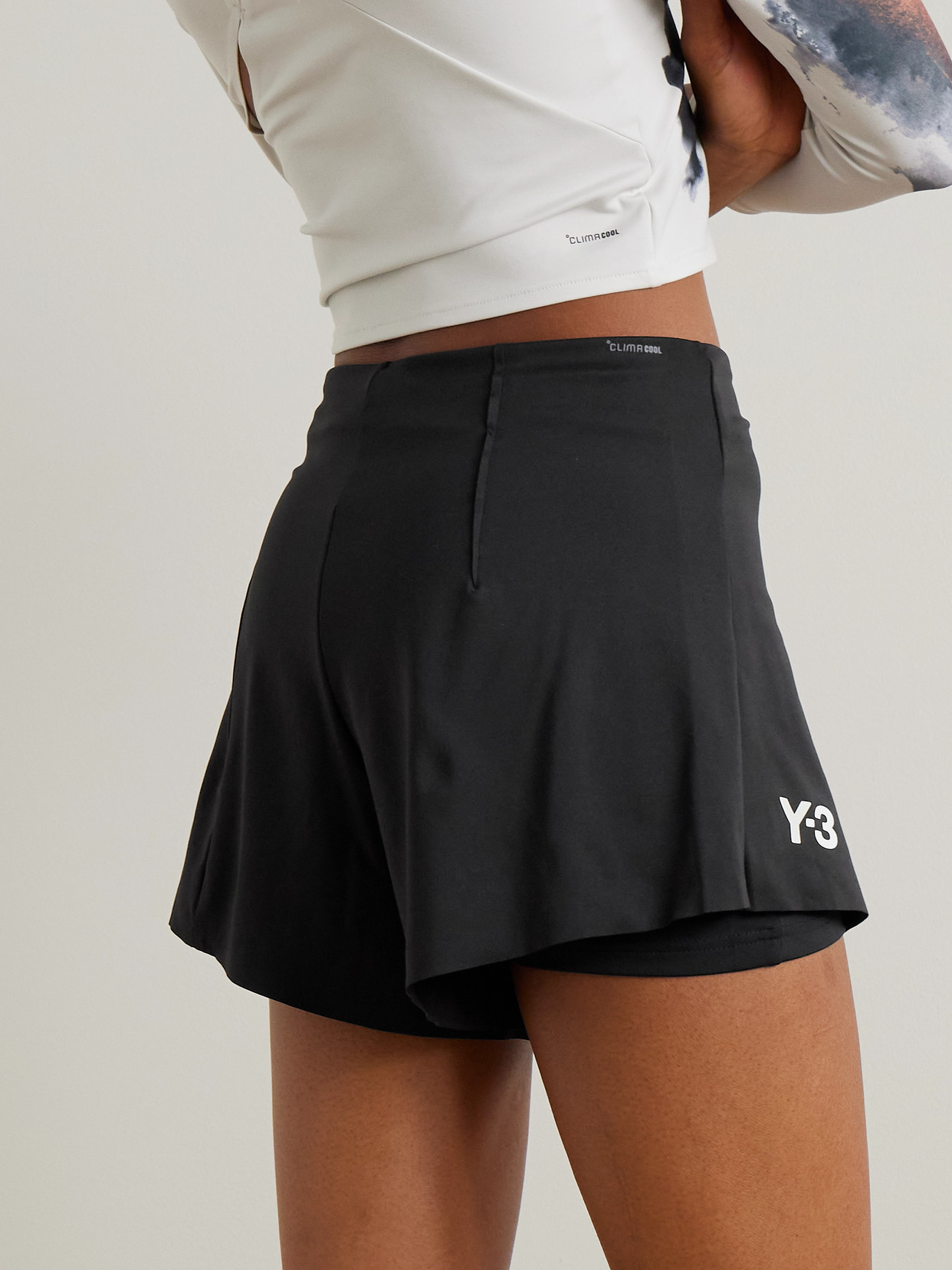 Adidas Originals + Y-3 Appliquéd Stretch Recycled-jersey Shorts In Black