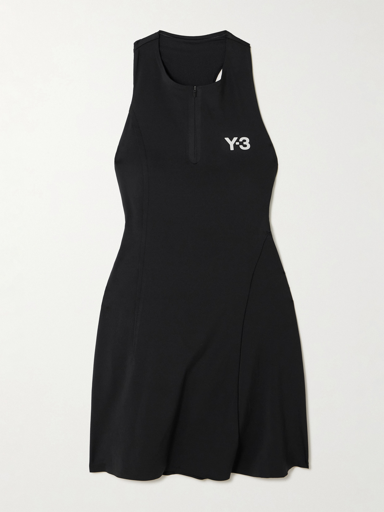 Adidas Originals + Y-3 Layered Cutout Recycled Stretch-jersey Tennis Dress In Black