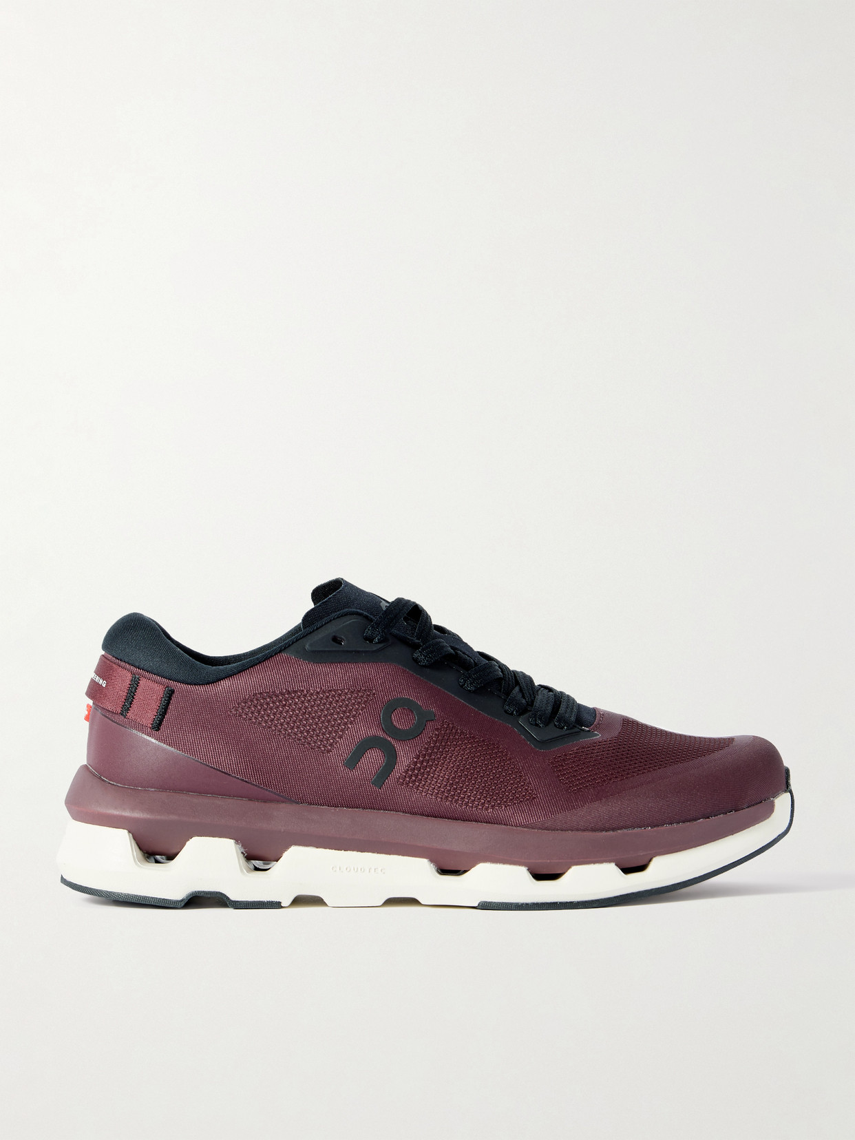 On Cloudze Rubber-trimmed Stretch Recycled-knit Sneakers In Burgundy
