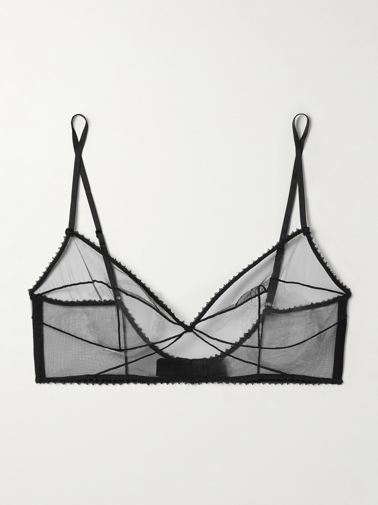 Kiki De Montparnasse Perle Embroidered Mesh Soft-cup Bra In Black