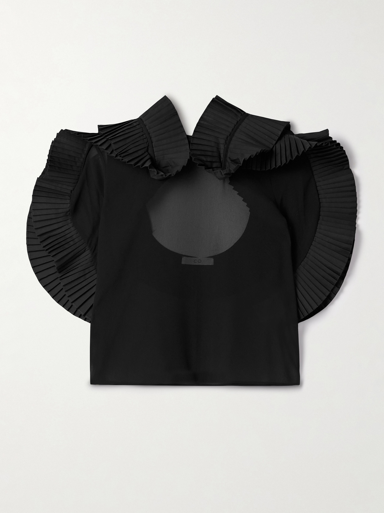 Co Crepe De Chine And Pleated Poplin Blouse In Black