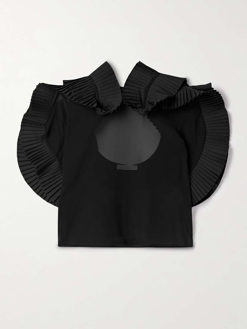 Co Crepe De Chine And Pleated Poplin Blouse