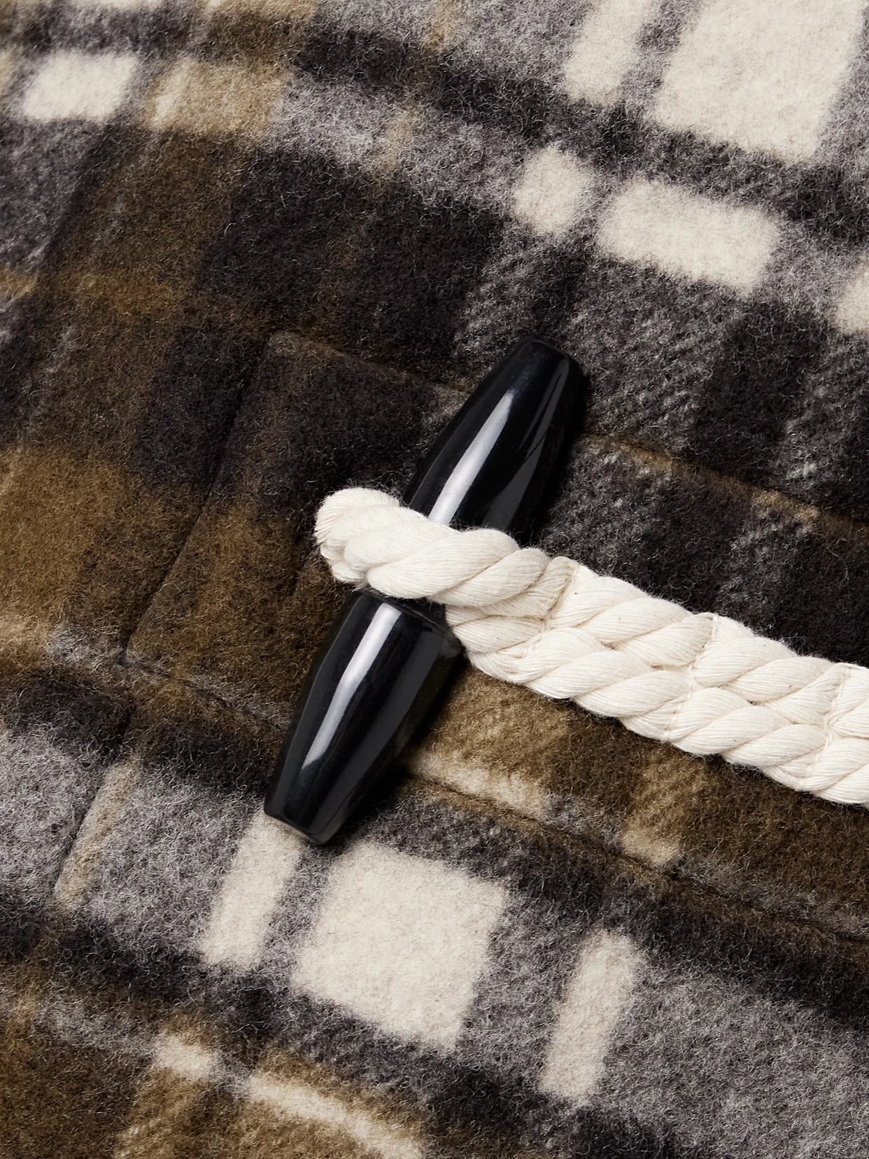 Hooded Checked Wool-Felt Coat