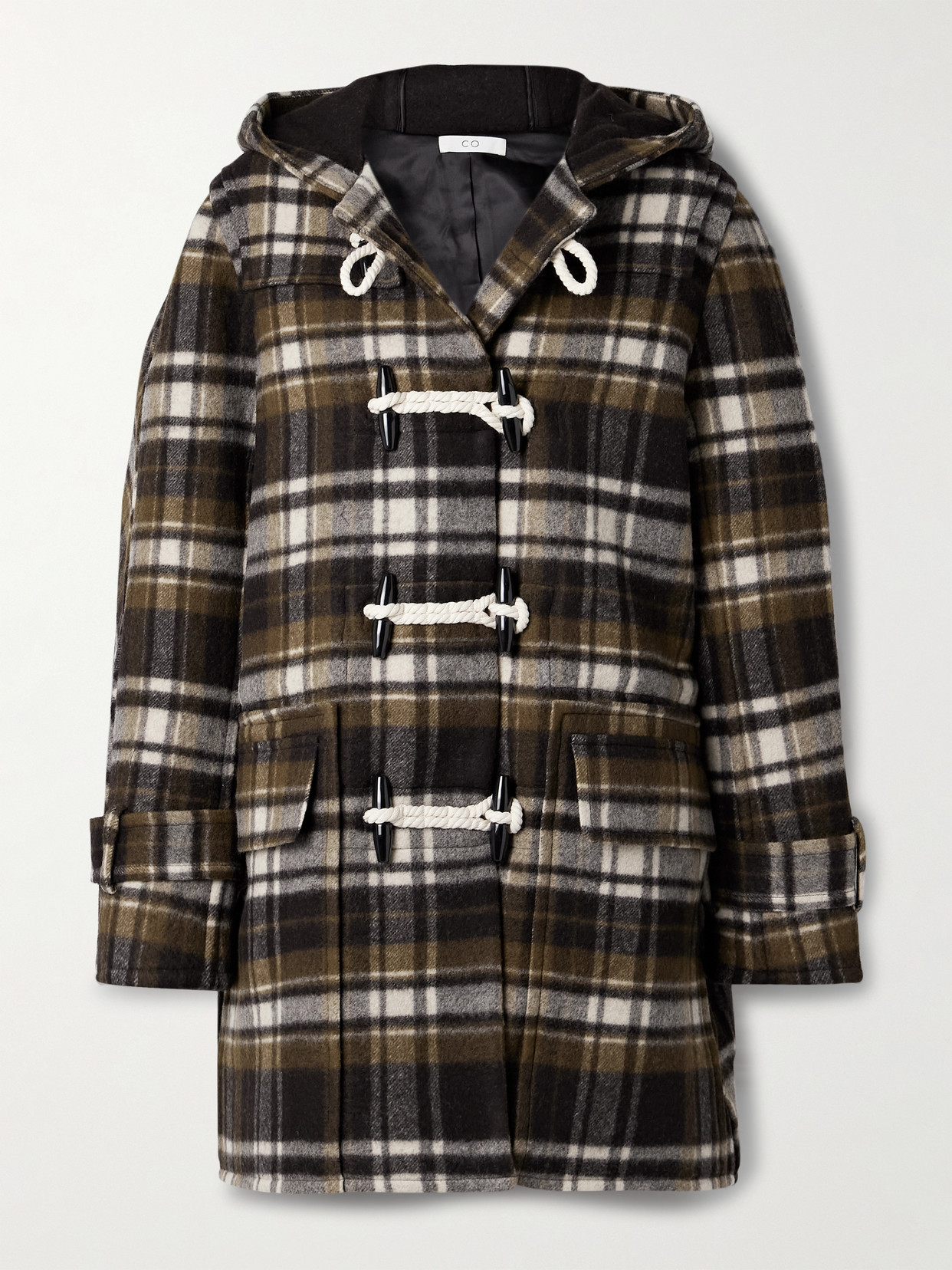 Co Hooded Checked Wool-felt At In Multi
