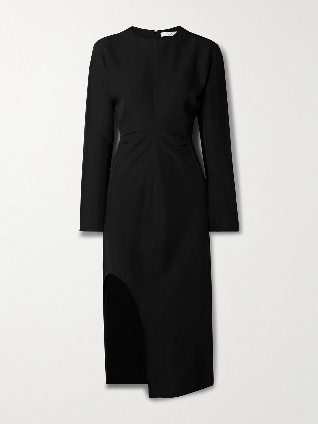 Co Draped Crepe Midi Dress In Black