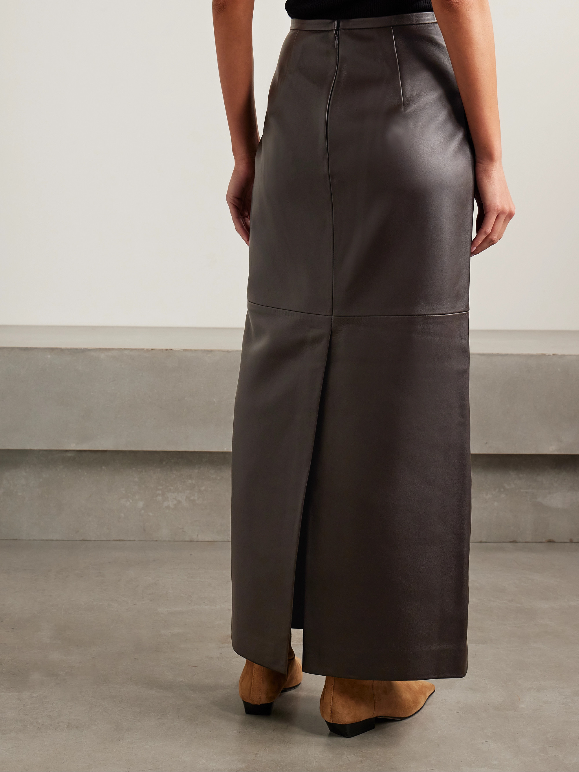 CO Paneled leather maxi skirt