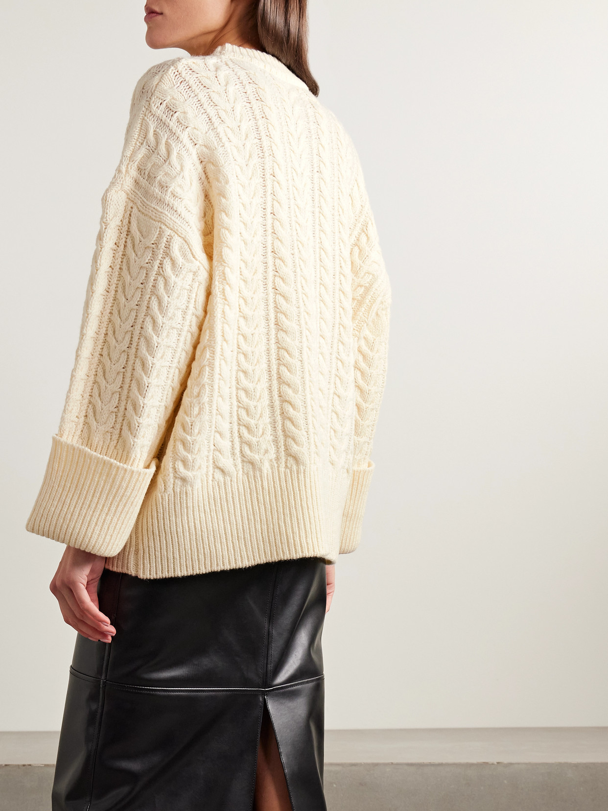 Co Oversized Cable-knit Wool-blend Sweater In Neutral