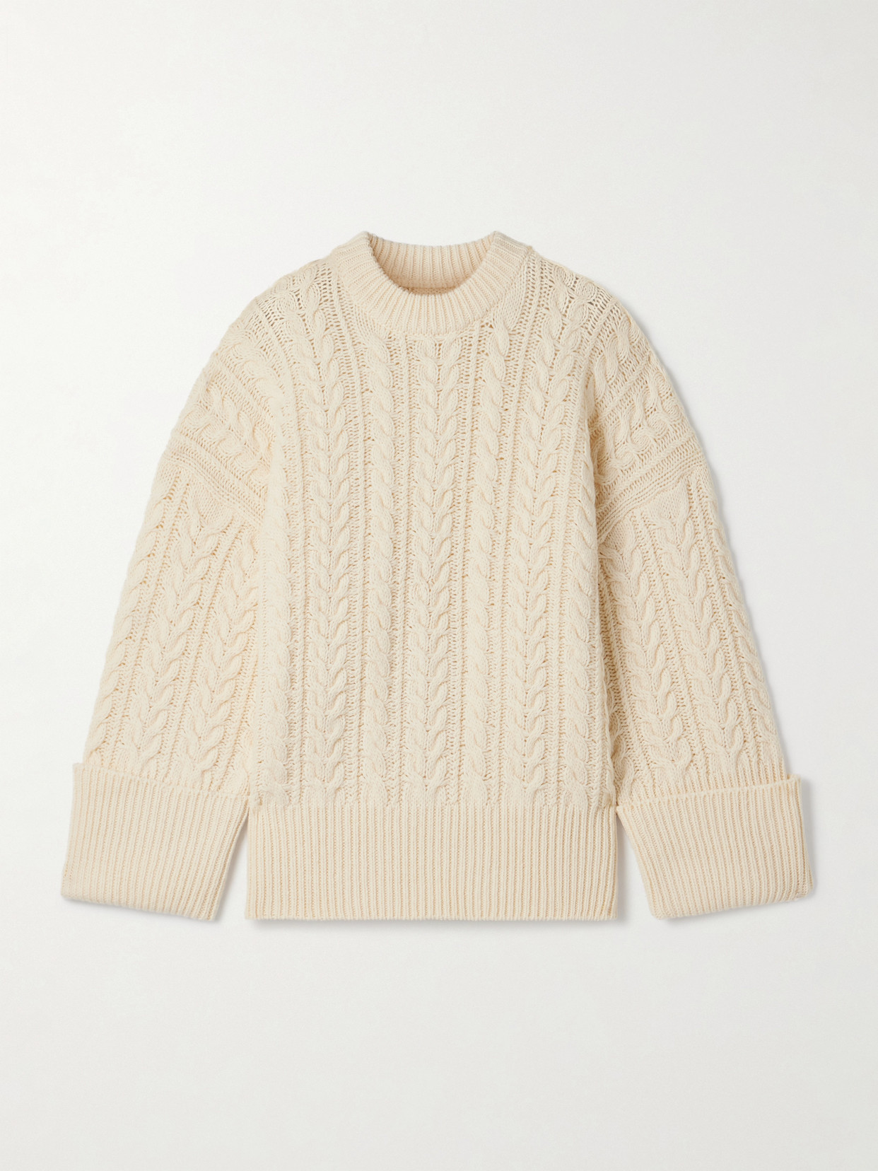 Co Oversized Cable-knit Wool-blend Sweater In Neutral