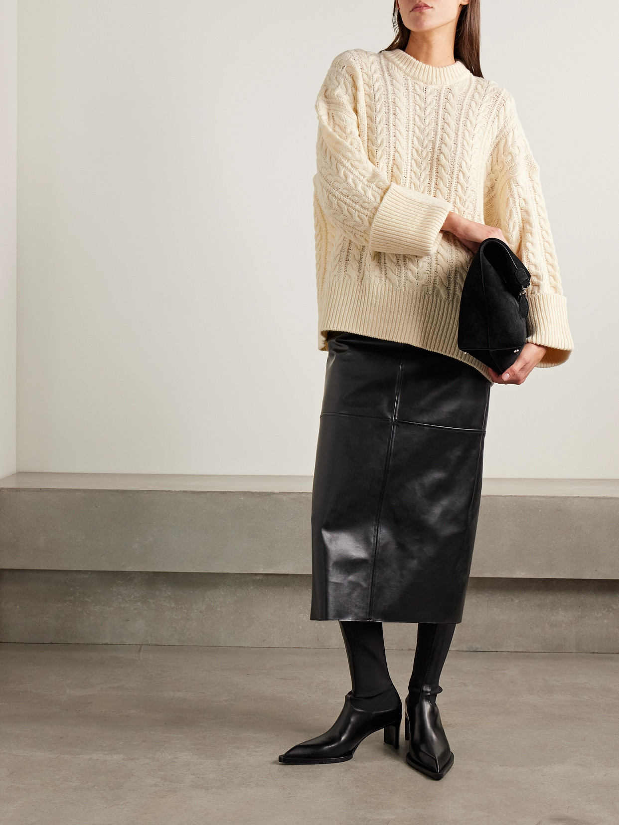 Co Oversized Cable-knit Wool-blend Sweater In Neutral