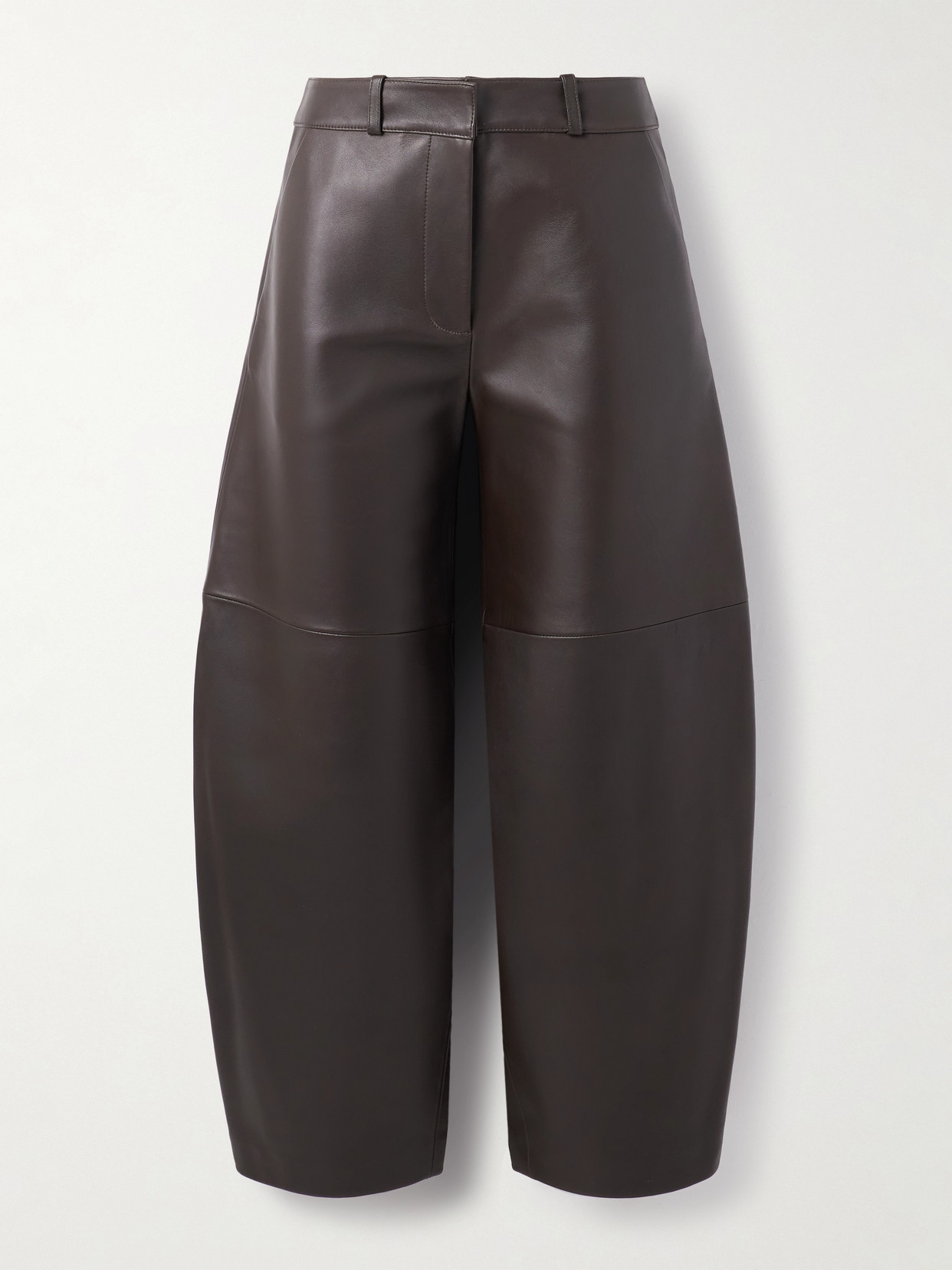 Co Paneled Leather Barrel-leg Pants In Brown