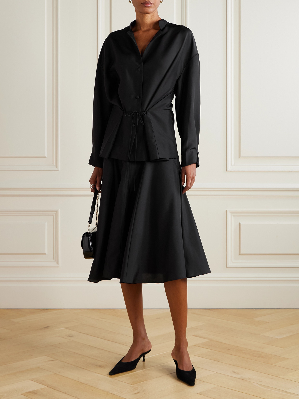 Liberowe Tie-detailed Silk Shirt In Black