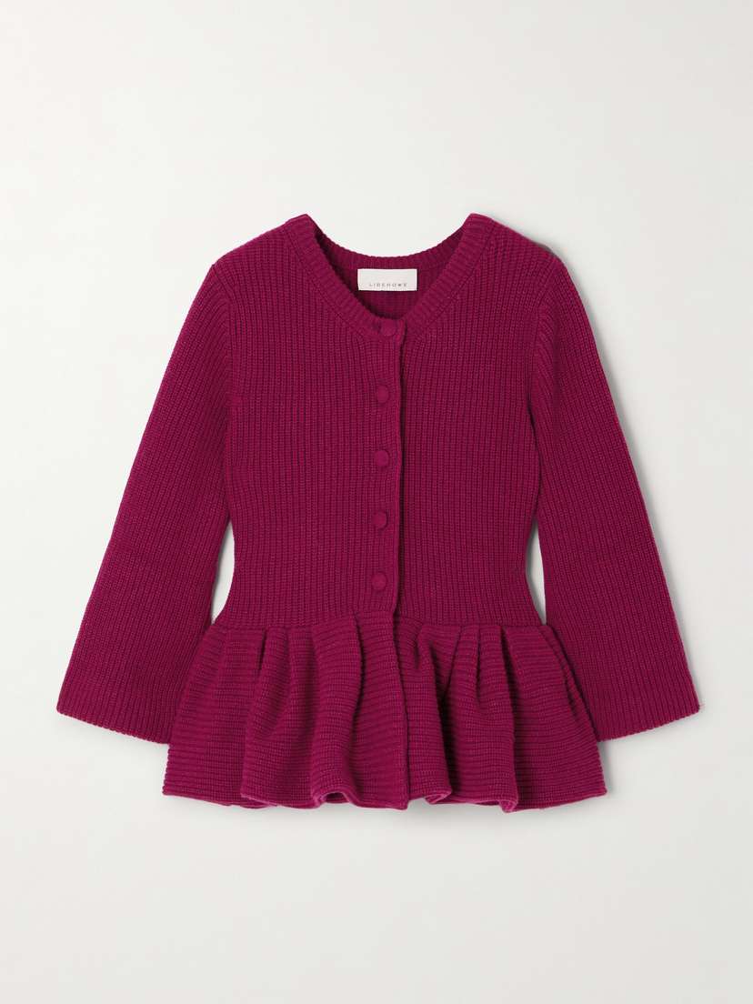 LIBEROWE Ruffled Cashmere Peplum Cardigan