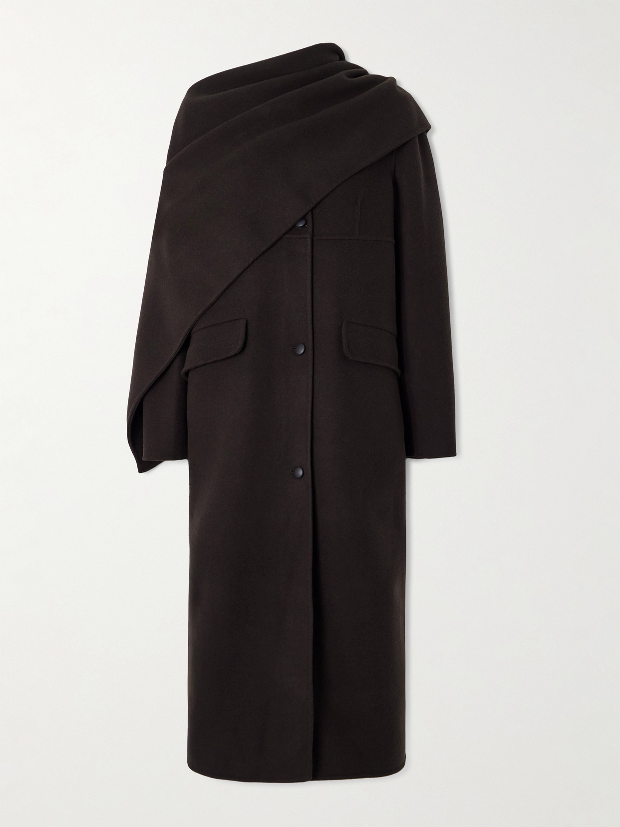 Liberowe Kipling Scarf-detailed Cashmere Coat In Brown