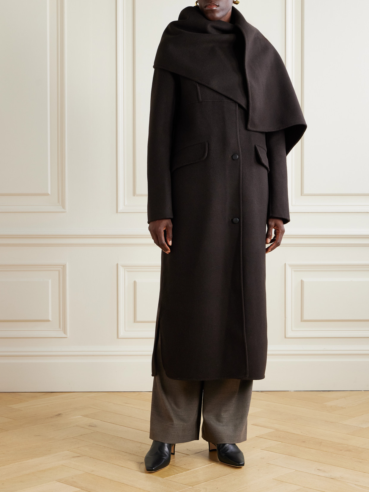 Kipling Scarf-Detailed Cashmere Coat